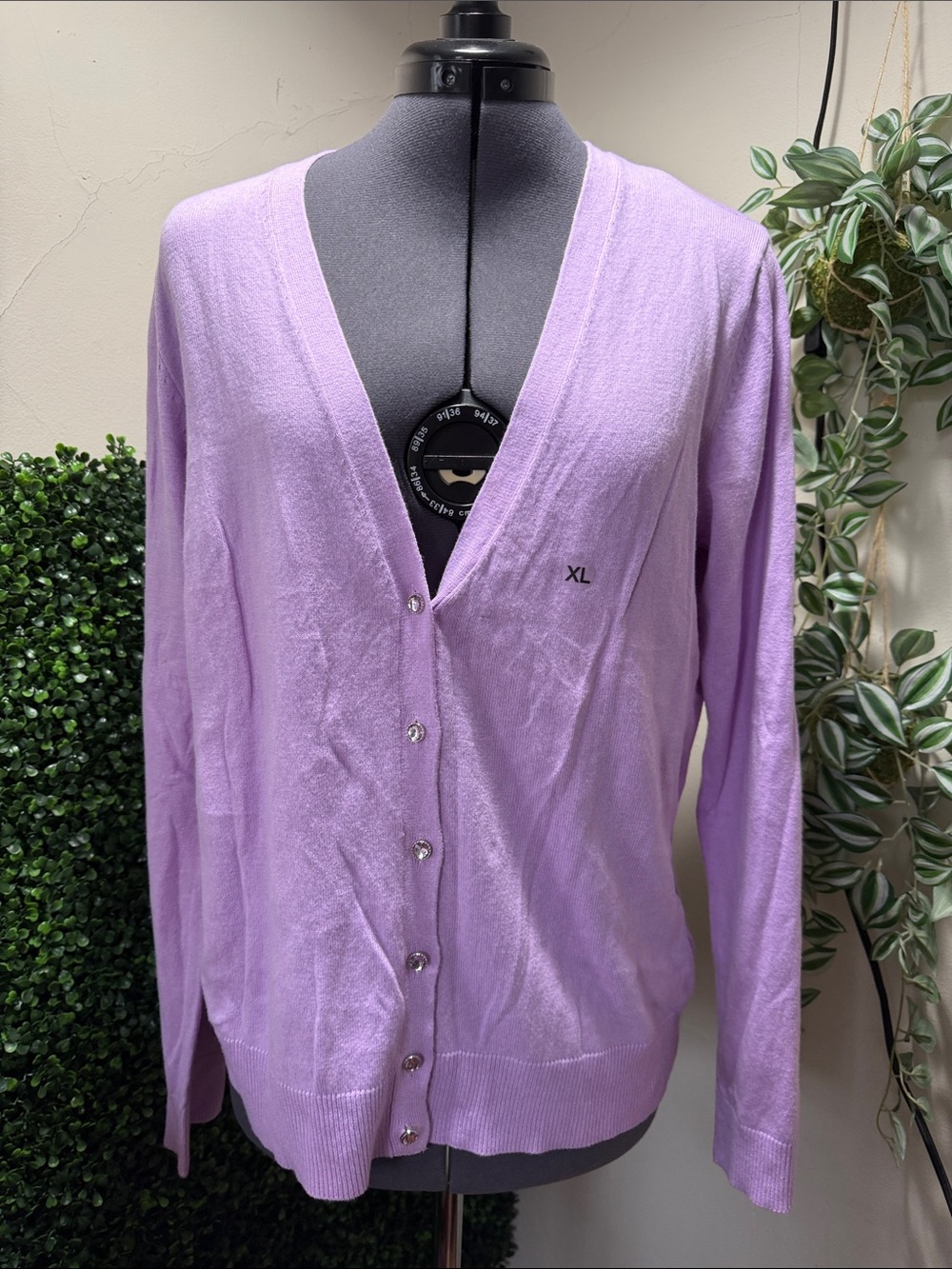 Lavender V-Neck Button Front Cardigan - XL